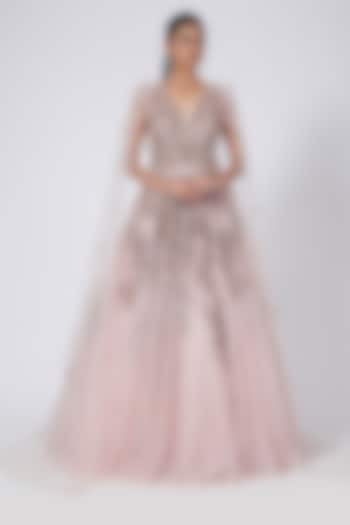 Dull Pink Embroidered Wedding Gown by Dolly J at Pernia's Pop Up Shop