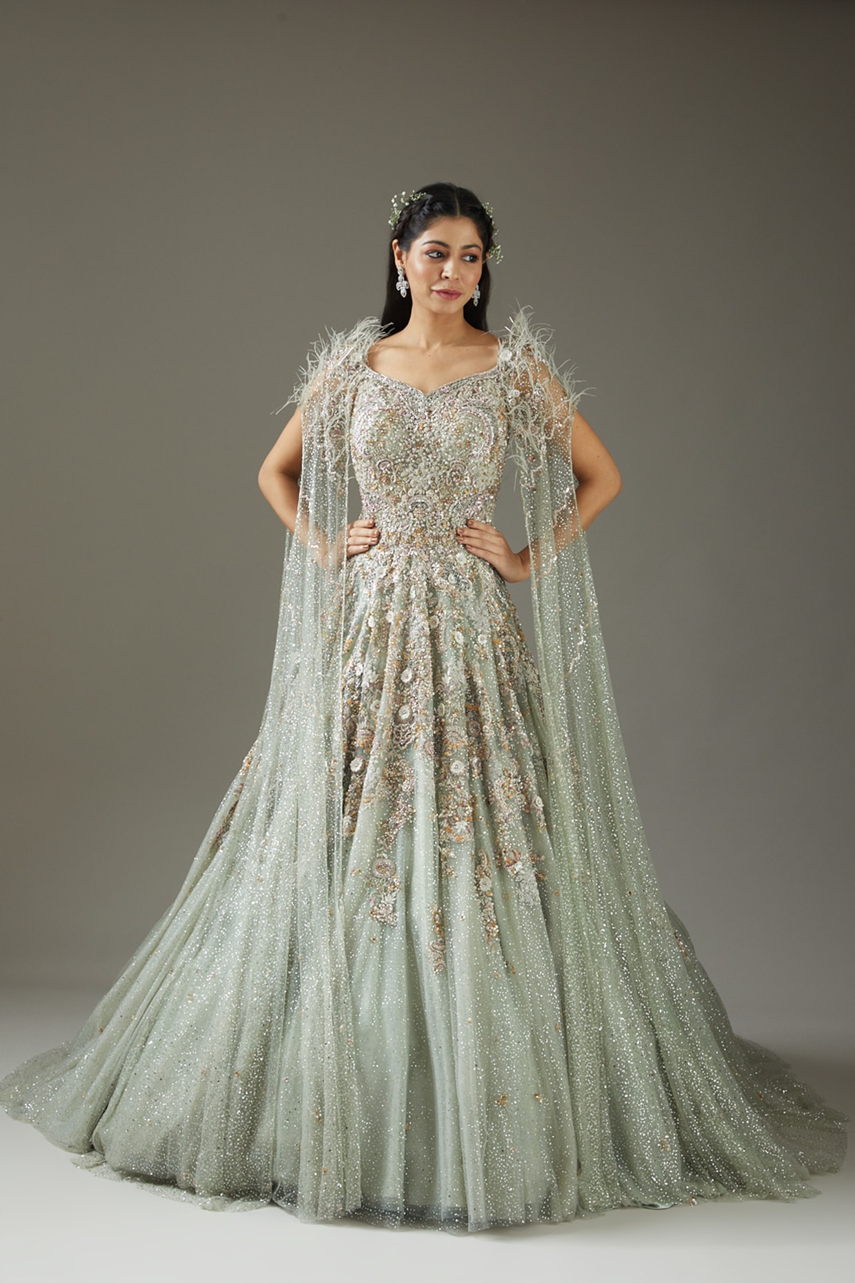 Light Green Tulle With Lace Cap Sleeves Long Evening Dress, Beautiful Green  Formal Dresses on Luulla