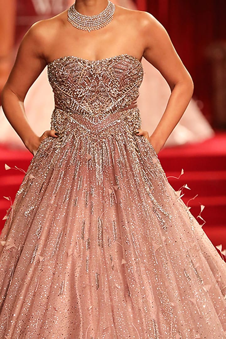 Mauve Shimmer Embellished Gown by Dolly J at Pernia's Pop Up Shop