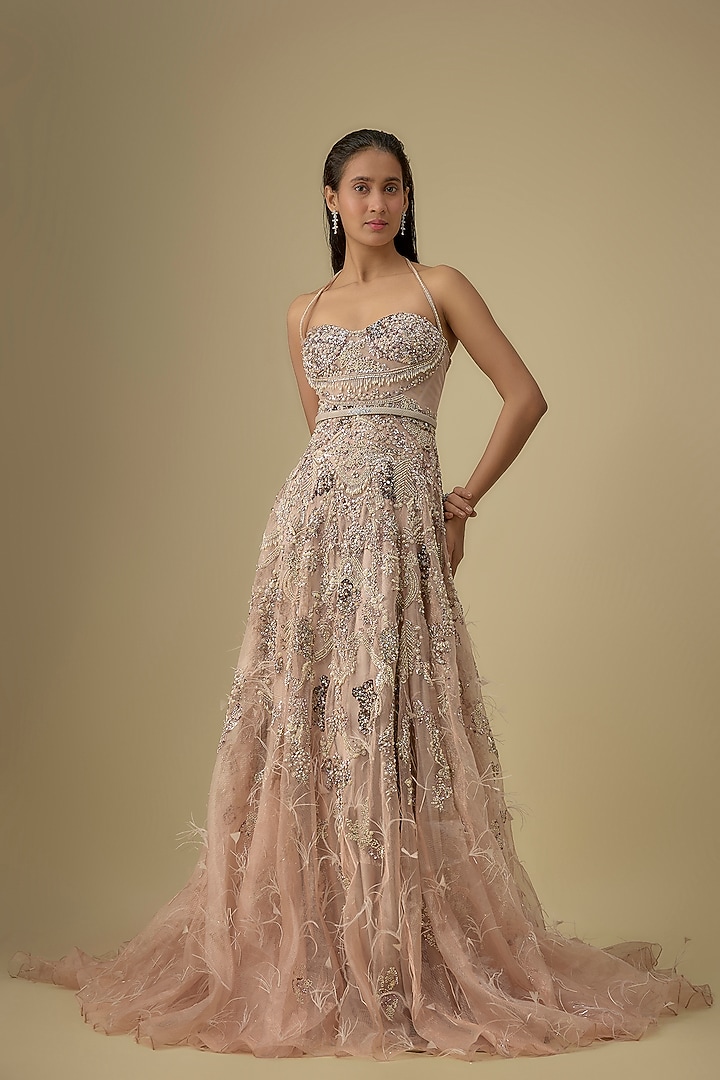 Pale Pink Organza Bridal Gown by Dolly J at Pernia's Pop Up Shop