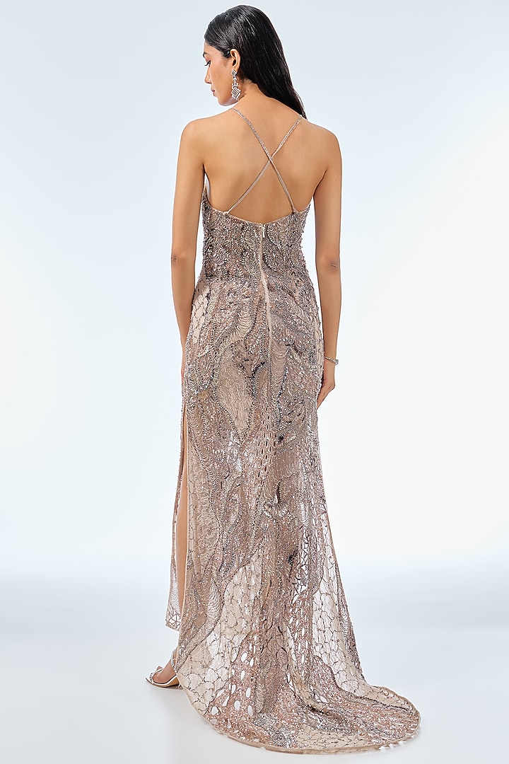 Silver Tulle Net Bridal Gown by Dolly J at Pernia's Pop Up Shop