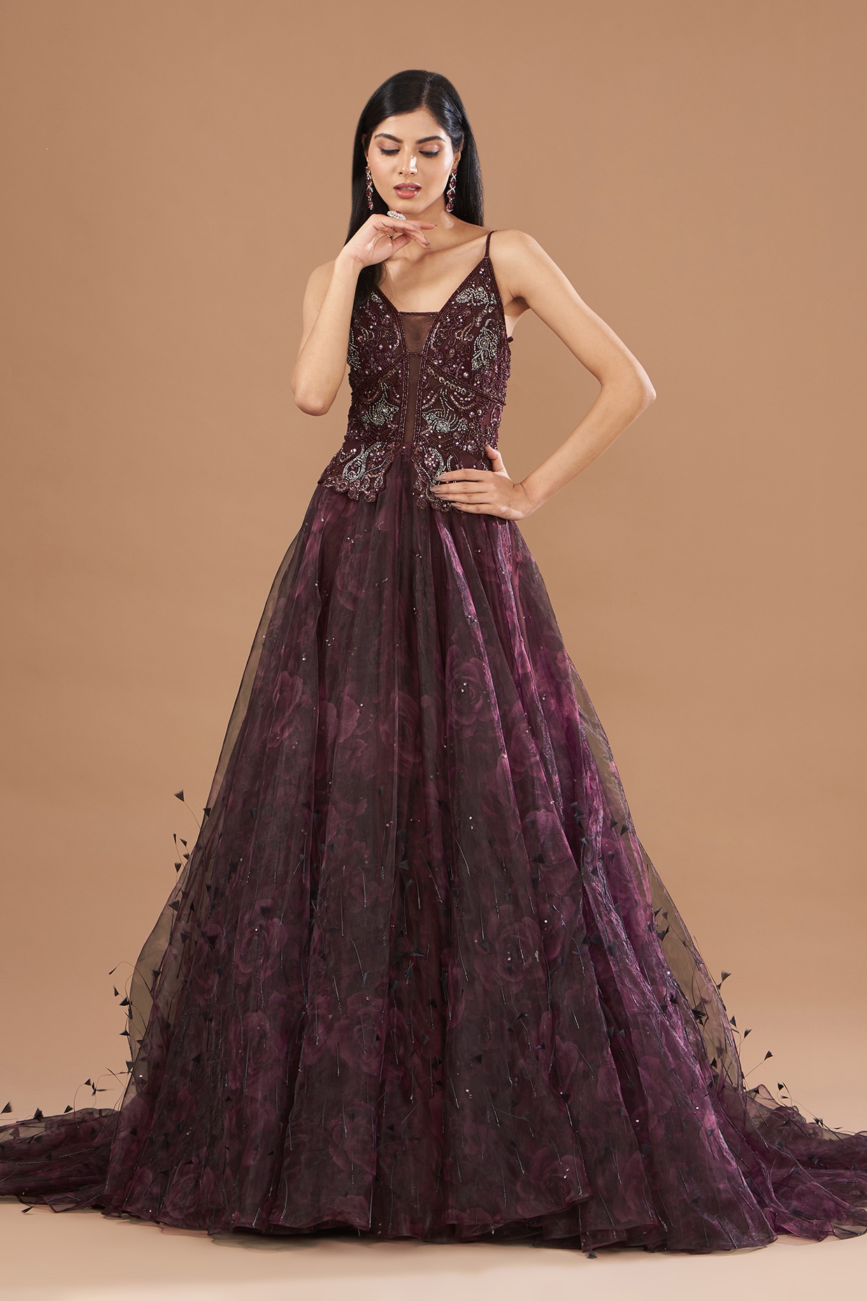 Maroon Designer Heavy Embroidered Net Wedding Anarkali Gown | Formal  dresses long, Gowns, Anarkali gown