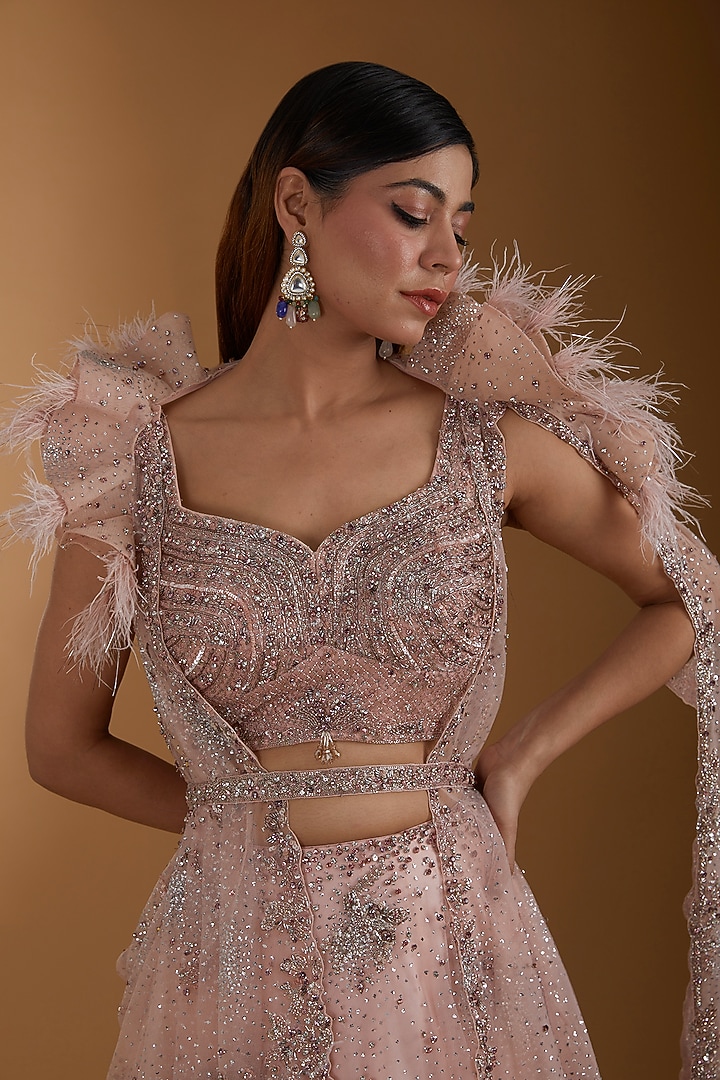 Pink Chikankari Embellished Bridal Lehenga Set by Dolly J at Pernia's Pop Up Shop