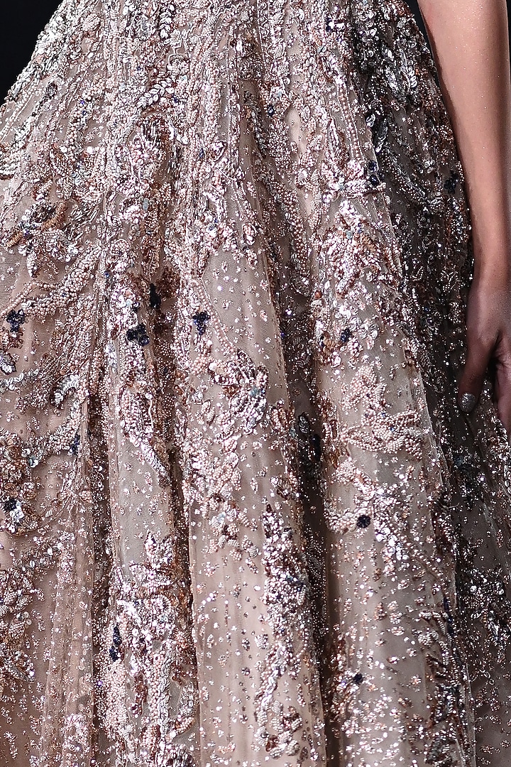 Copper Shimmer Tulle Embroidered Bridal Gown by Dolly J at Pernia's Pop Up Shop