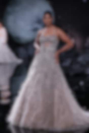 Dusty Copper Shimmer Tulle Embroidered Bridal Gown by Dolly J at Pernia's Pop Up Shop