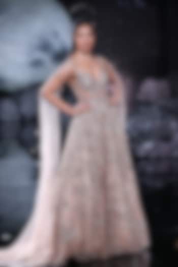 Copper Shimmer Tulle Embroidered Bridal Gown by Dolly J at Pernia's Pop Up Shop