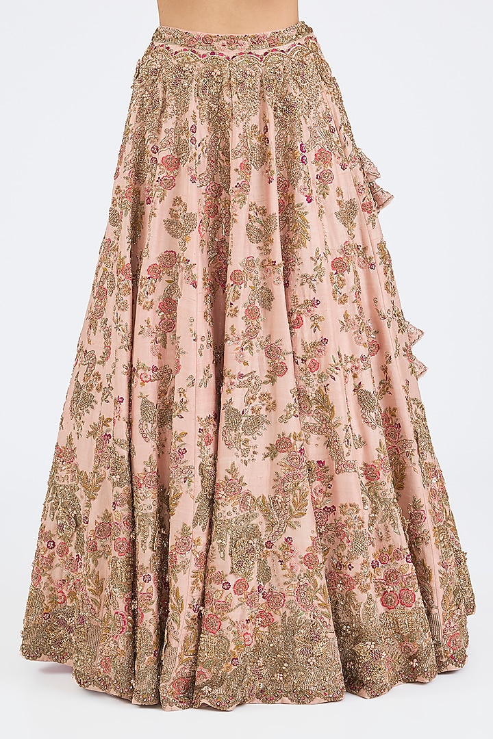 Ivory Raw Silk Zardosi Hand Embroidered Bridal Lehenga Set by Dolly J at Pernia's Pop Up Shop