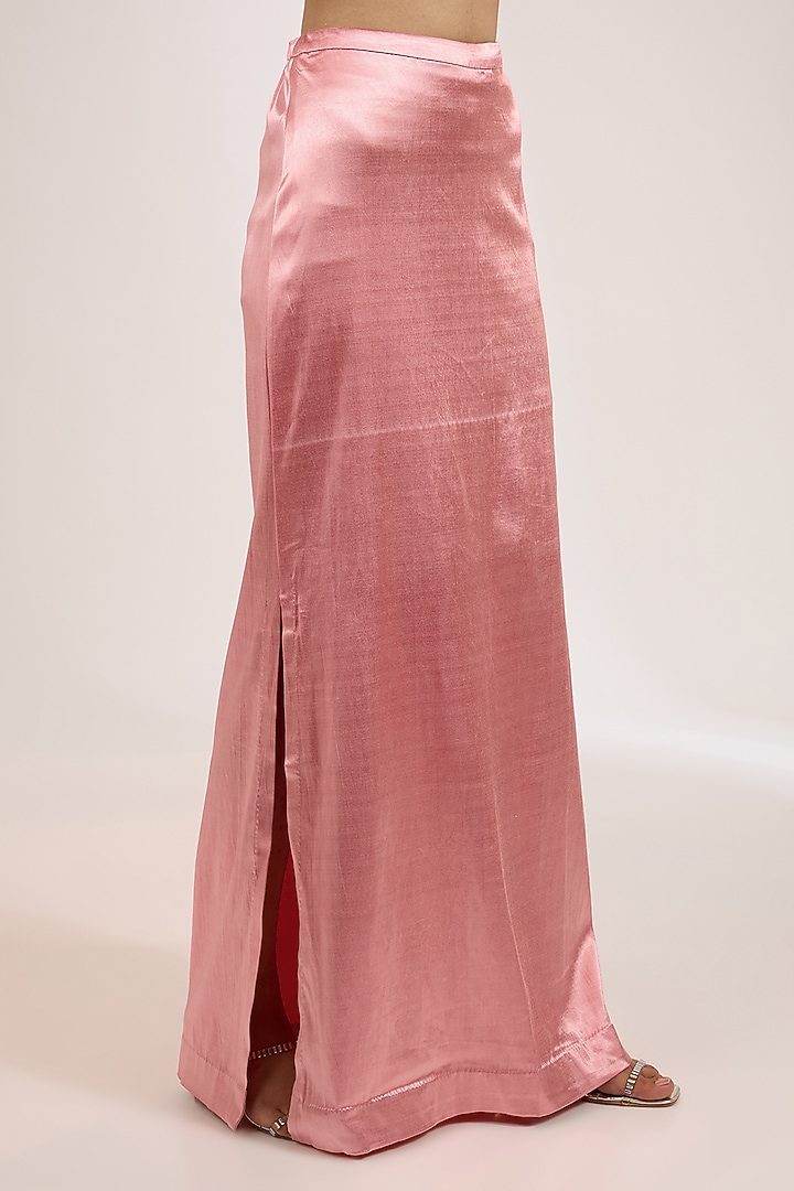 Candy Pink Shimmer Tulle Embroidered Reception Saree Set by Dolly J at Pernia's Pop Up Shop