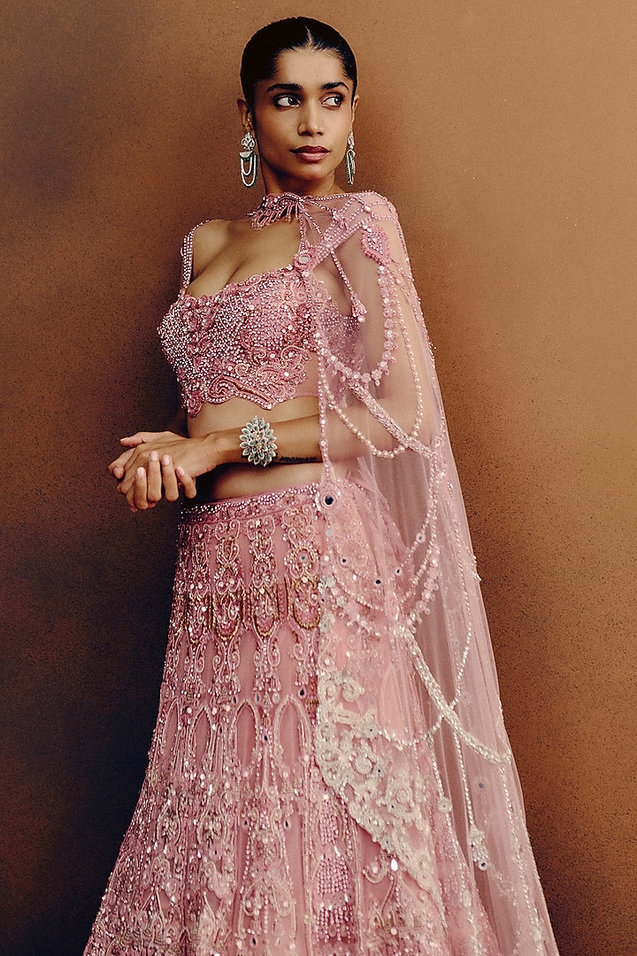 Hot Pink Pink And Silver Wedding Dresses Pernia's Pop Up Shop Dolly J Women Baby Pink Silver Net Hand Embroidered Lehenga Set Hot Pink Pink And Silver Wedding Dresses Pernia's Pop Up Shop Dolly J Women Baby Pink Silver Net Hand Embroidered Lehenga Set