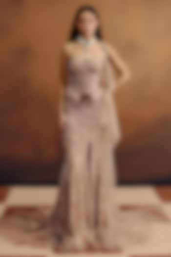 Nude Net Embellished Skirt Set by Dolly J at Pernia's Pop Up Shop