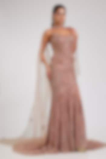 Blush Pink Pure Butterfly Net Bridal Lehenga Set by Dolly J at Pernia's Pop Up Shop