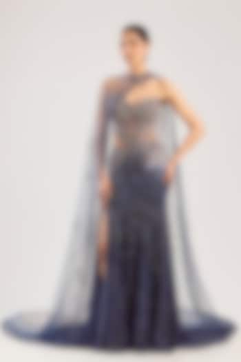 Violet Net Hand Embroidered Bridal Lehenga Set by Dolly J at Pernia's Pop Up Shop