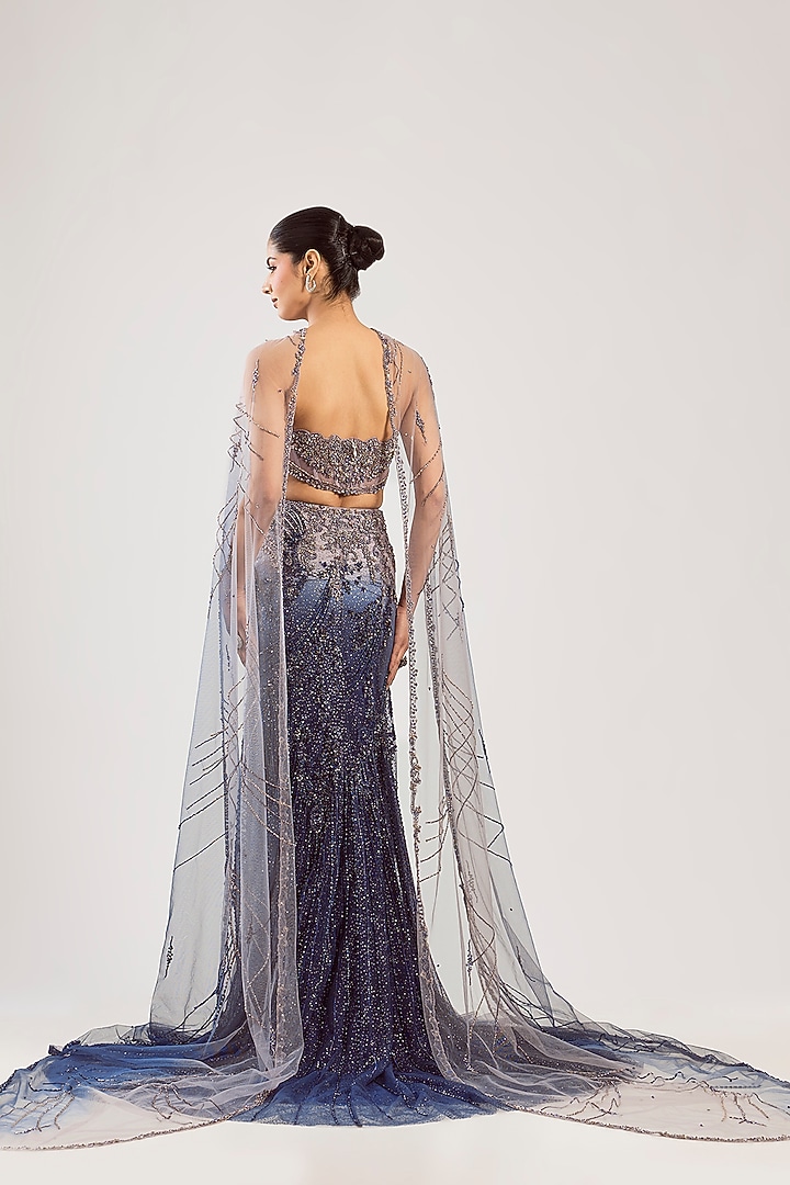 Violet Net Hand Embroidered Bridal Lehenga Set by Dolly J at Pernia's Pop Up Shop