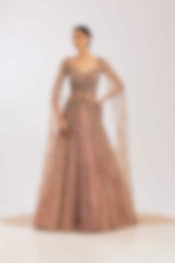 Pale Blush Net Hand Embroidered Jacket Set by Dolly J at Pernia's Pop Up Shop