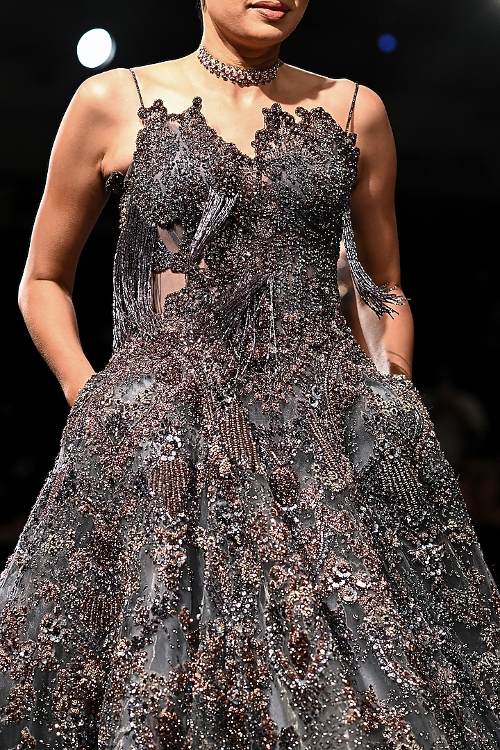 Amethyst Shimmer Tulle Crystal Embellished Ball Bridal Gown by Dolly J at Pernia's Pop Up Shop