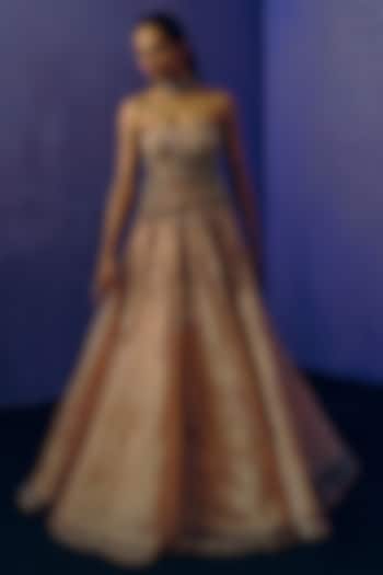 Peach Tulle & Organza Ball Bridal Gown by Dolly J at Pernia's Pop Up Shop