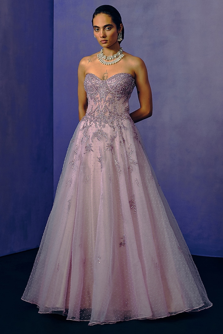 Lilac Dobby Organza Ball Engagement Gown by Dolly J at Pernia's Pop Up Shop
