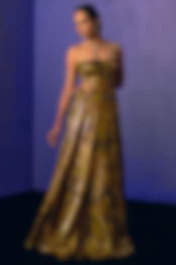 Metallic Gold Lurex Printed Wedding Gown by Dolly J at Pernia's Pop Up Shop