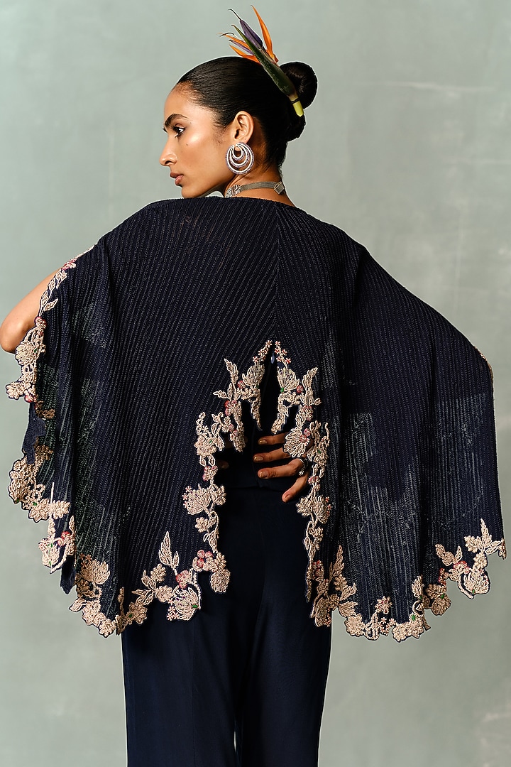 Deep Navy Fluid Crepe Pant Set by Dolly J at Pernia's Pop Up Shop