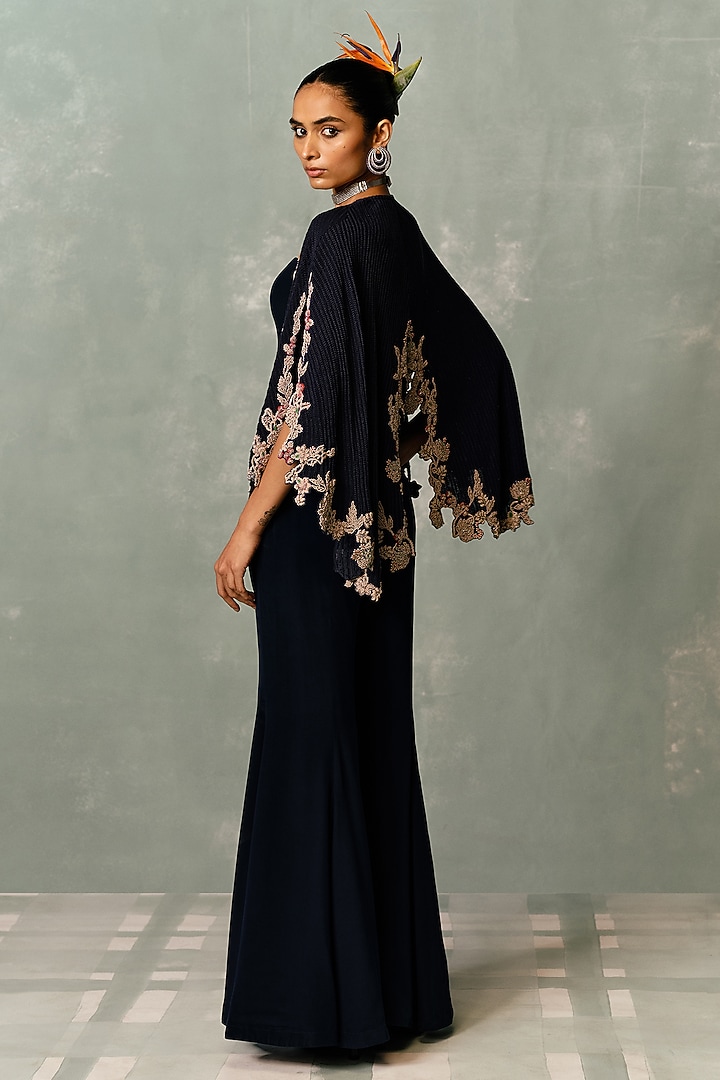 Deep Navy Fluid Crepe Pant Set by Dolly J at Pernia's Pop Up Shop