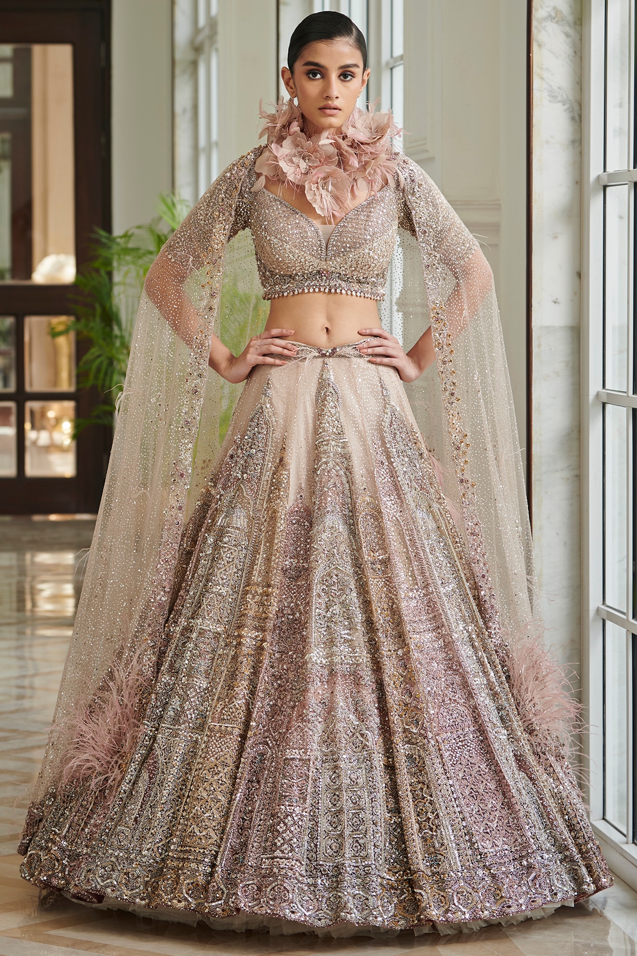 Maroon Lehenga with Pearl Work and Embroidery Work Blouse – ManMohit Fashion