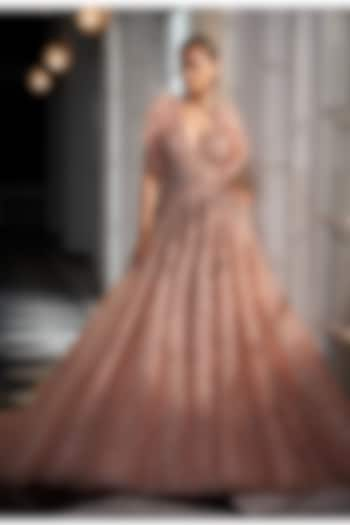 Salmon Pink Tulle Bridal Gown by Dolly J at Pernia's Pop Up Shop