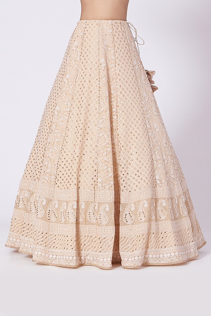 Cream Chikankari Wedding Lehenga Set by Dolly J at Pernia's Pop Up Shop