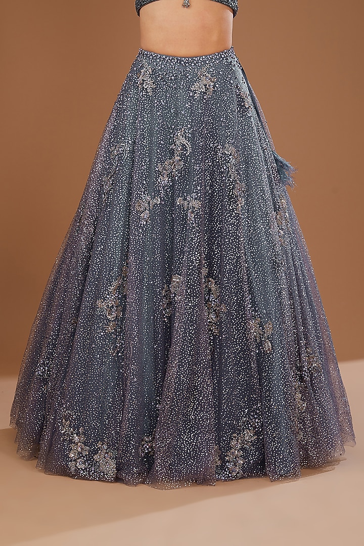 Dark Lilac Chikankari Embellished Bridal Lehenga Set by Dolly J at Pernia's Pop Up Shop
