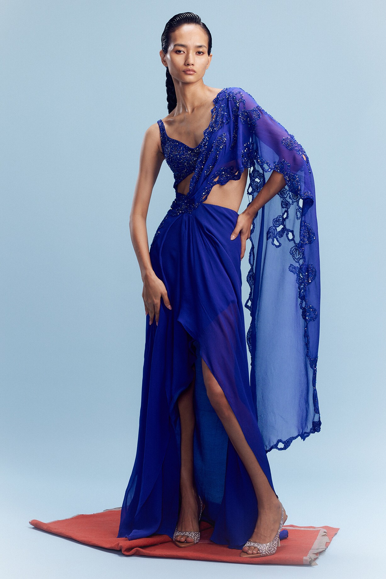 sachin and babi light blue dress Tommy Hilfiger Flutter Sleeve Floral Chiffon Midi Dress