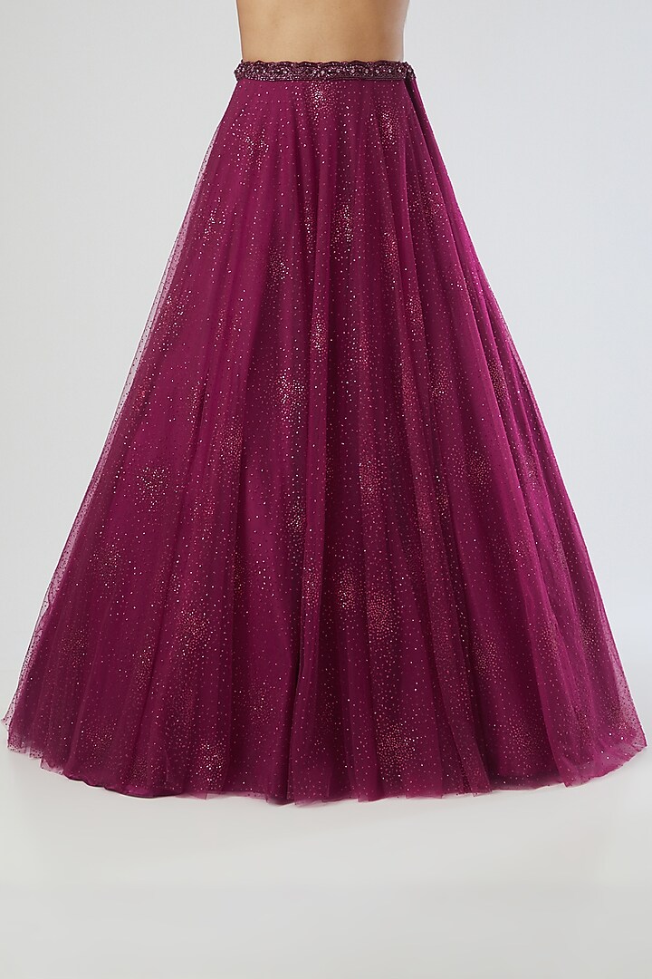 Rouge Embroidered Jacket Bridal Lehenga Set by Dolly J at Pernia's Pop Up Shop