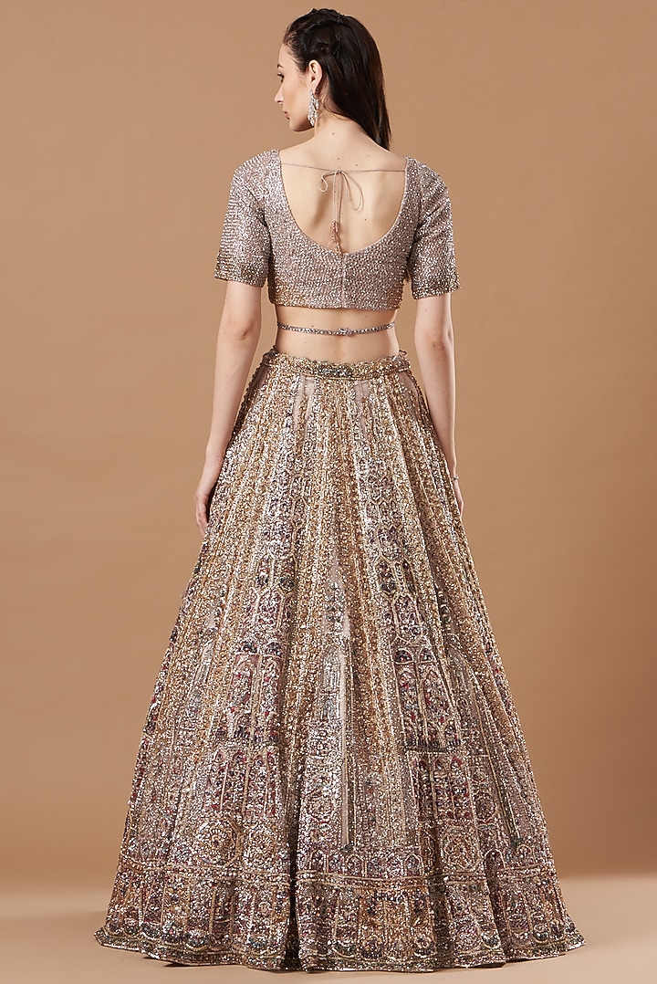 Molten Gold Embroidered Bridal Lehenga Set by Dolly J at Pernia's Pop Up Shop