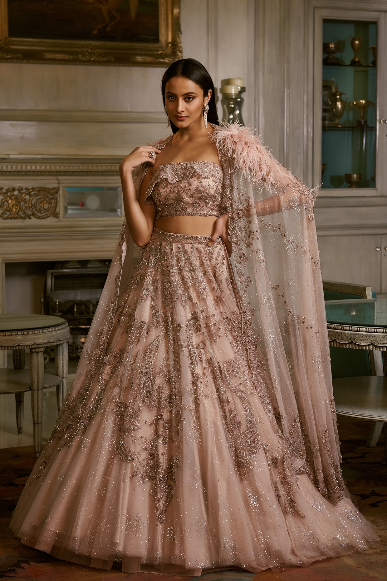 Pink and hotsell gold lengha