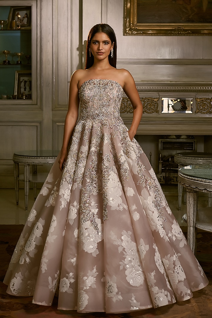 Mauve Embroidered Bridal Gown by Dolly J at Pernia's Pop Up Shop