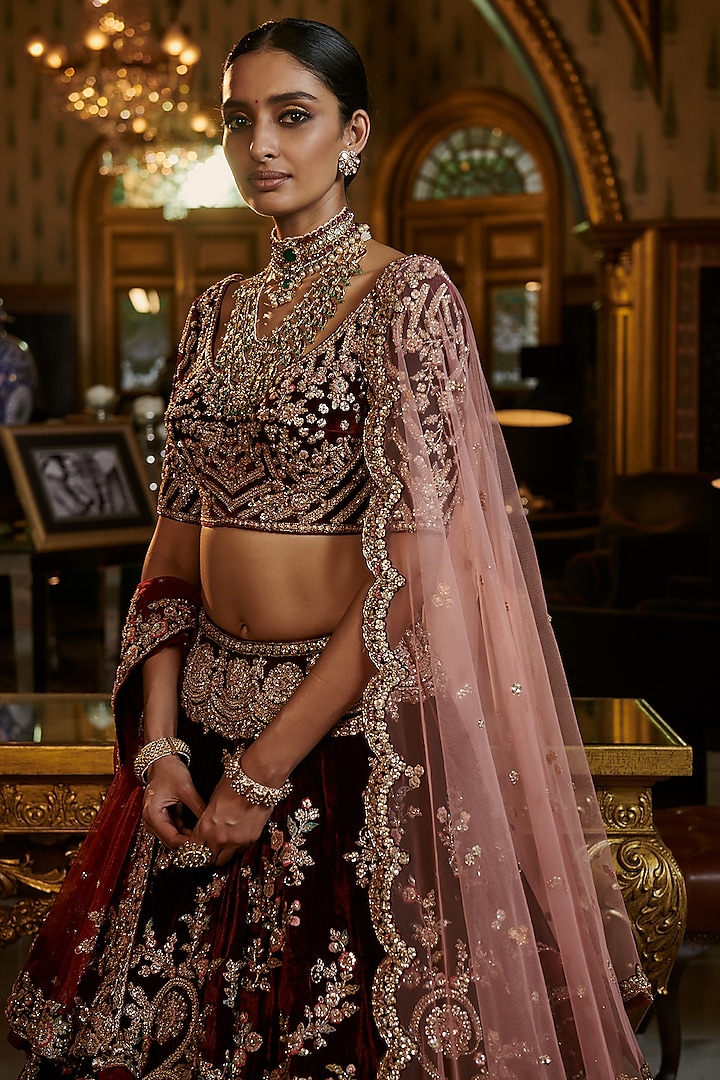 Bridal Lehenga Best Wedding Dress Color For Dark Skin Burgundy