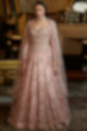 Pink Embroidered Kalidar Set by Dolly J at Pernia's Pop Up Shop