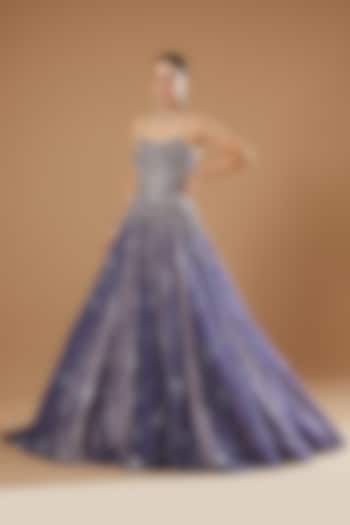 Purple Shimmer Embellished Bridal Gown by Dolly J at Pernia's Pop Up Shop
