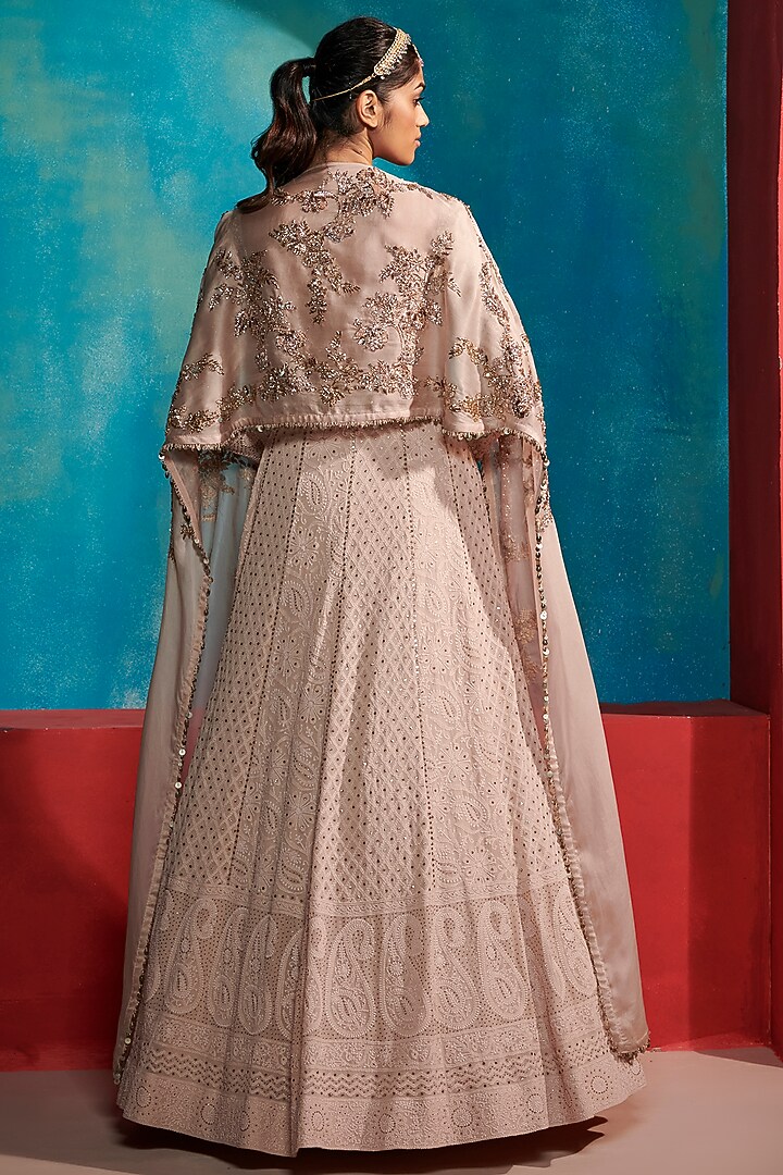 Off-White Kamdani Organza Cape Set by Dolly J at Pernia's Pop Up Shop