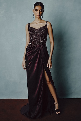 Buy Wine Colour Gown For Engagement for Women Online from India's Luxury  Designers 2026