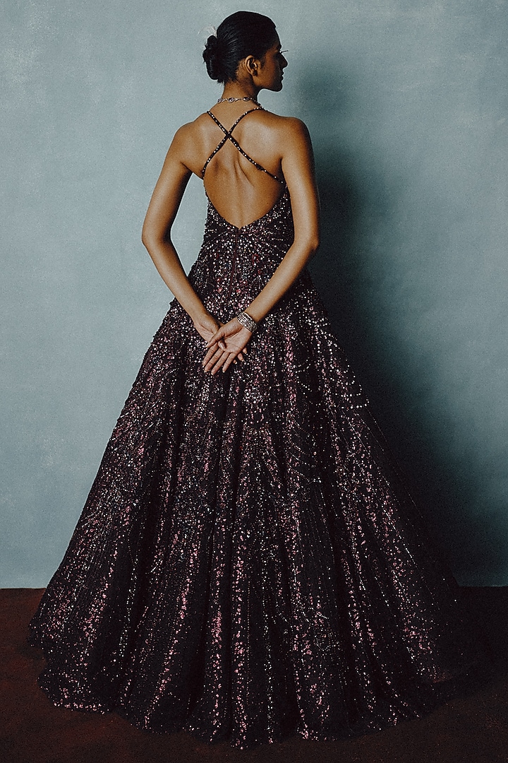 Cherry Lacquer Organza Sequin Embellished Bridal Gown by Dolly J at Pernia's Pop Up Shop