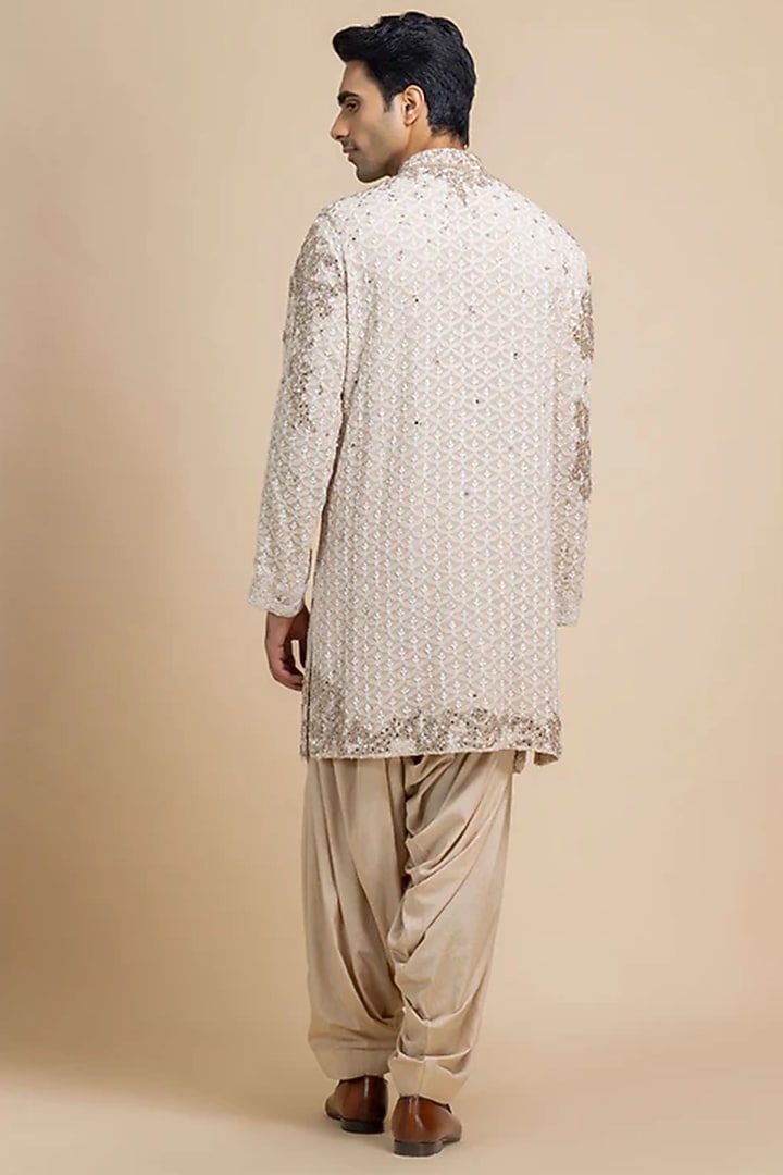 Ivory Silk Kurta Set by Dolly J MAN at Pernia's Pop Up Shop