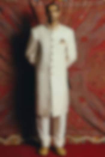 Ivory Banarasi Groom Sherwani Set by Dolly J MAN at Pernia's Pop Up Shop