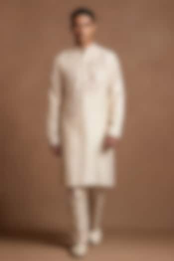 Ivory Dupion Silk Kurta Set by Dolly J MAN at Pernia's Pop Up Shop
