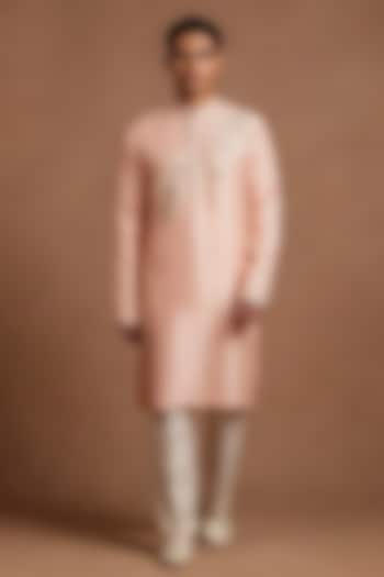 Pink Dupion Silk Kurta Set by Dolly J MAN at Pernia's Pop Up Shop