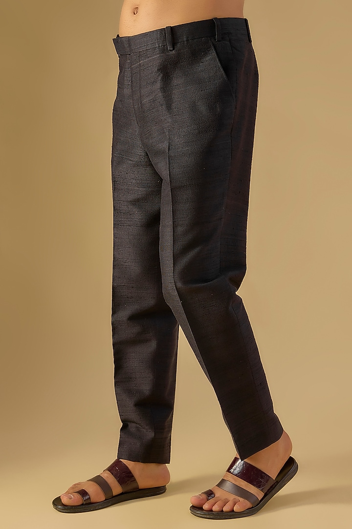 Black Silk Kashmiri Embroidered Kurta Set by Dolly J MAN at Pernia's Pop Up Shop