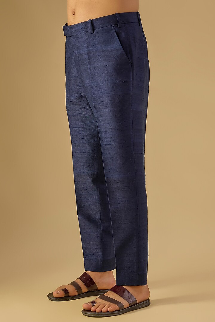 Blue Silk Embroidered Kurta Set by Dolly J MAN at Pernia's Pop Up Shop