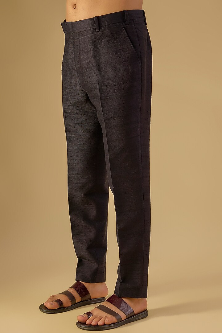 Black Silk Embroidered Kurta Set by Dolly J MAN at Pernia's Pop Up Shop