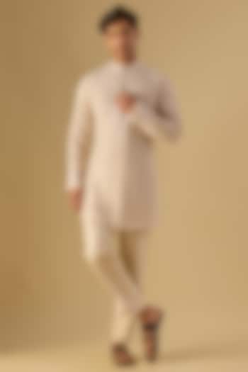 Ivory Georgette Embroidered Lucknowi Kurta Set by Dolly J MAN