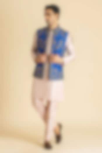 Blue Silk Bundi Jacket Set by Dolly J MAN at Pernia's Pop Up Shop