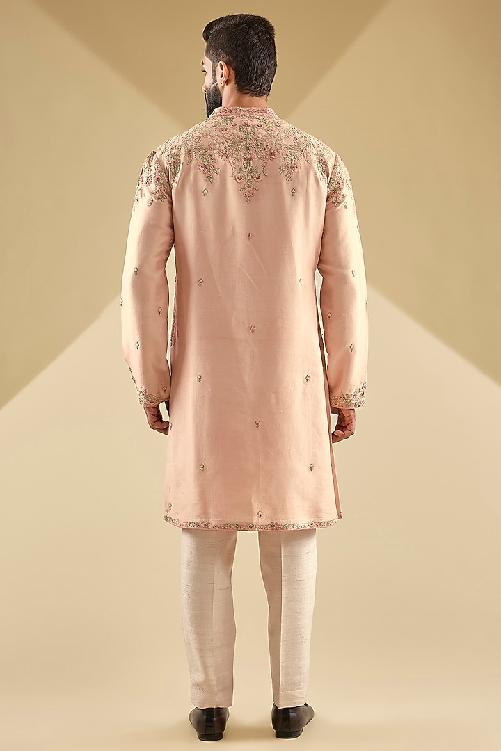 Pink Silk Kurta Set by Dolly J MAN at Pernia's Pop Up Shop