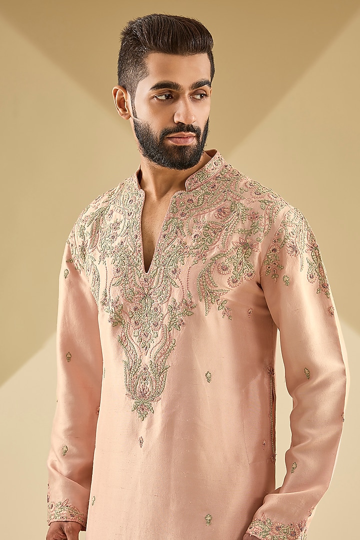 Pink Silk Kurta Set by Dolly J MAN at Pernia's Pop Up Shop